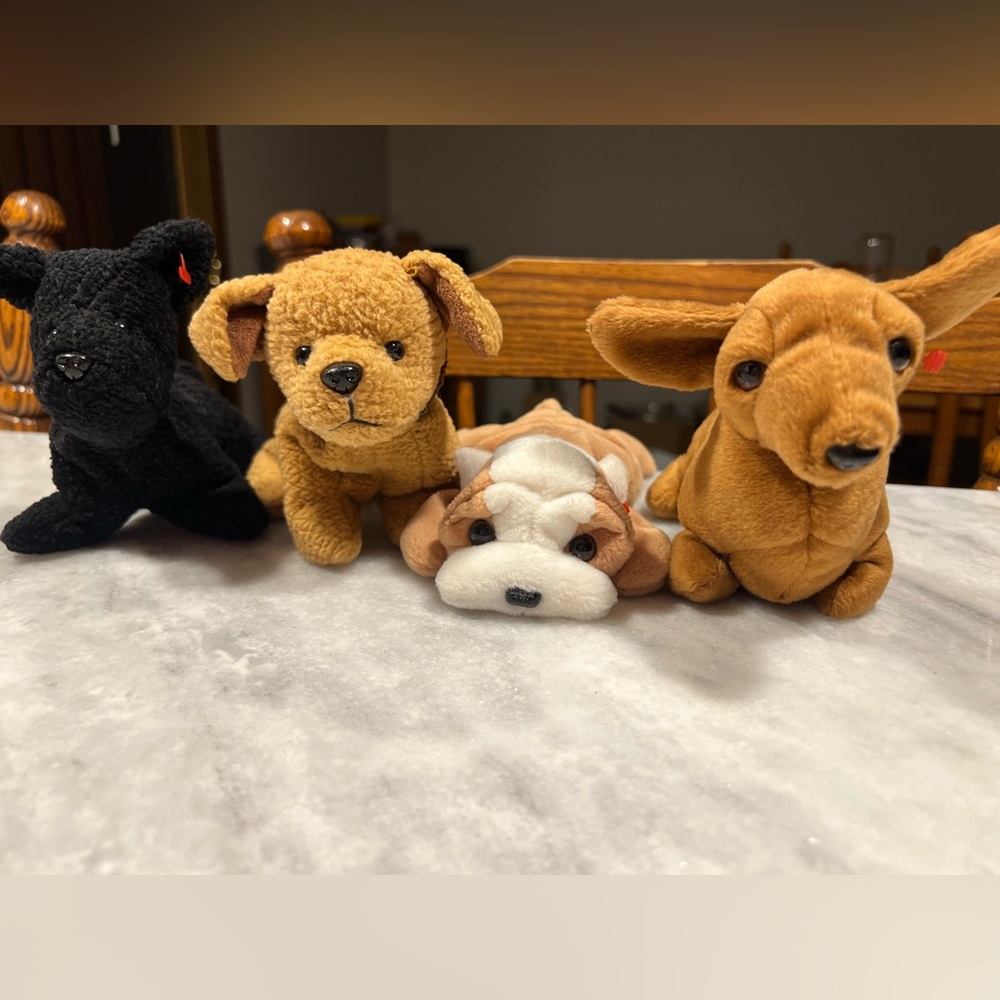 Ty Beanie Babies (dogs lot)- Set of Four rare plush pups.